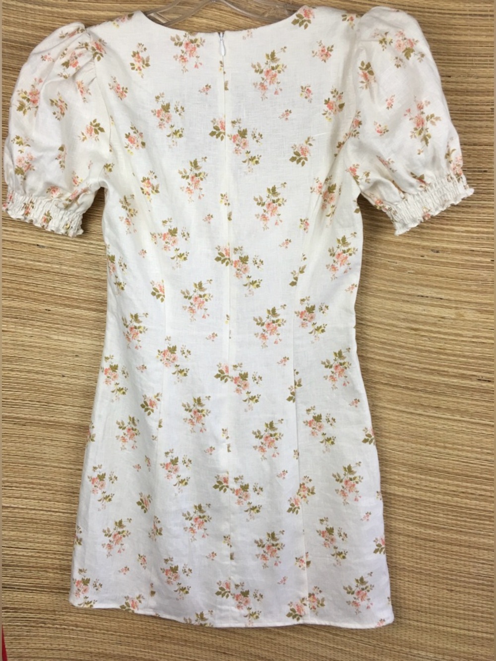 REFORMATION Gina Linen Mini Dress Mildred Floral Size 2 Cottagecore Puff Sleeve - Picture 9 of 13